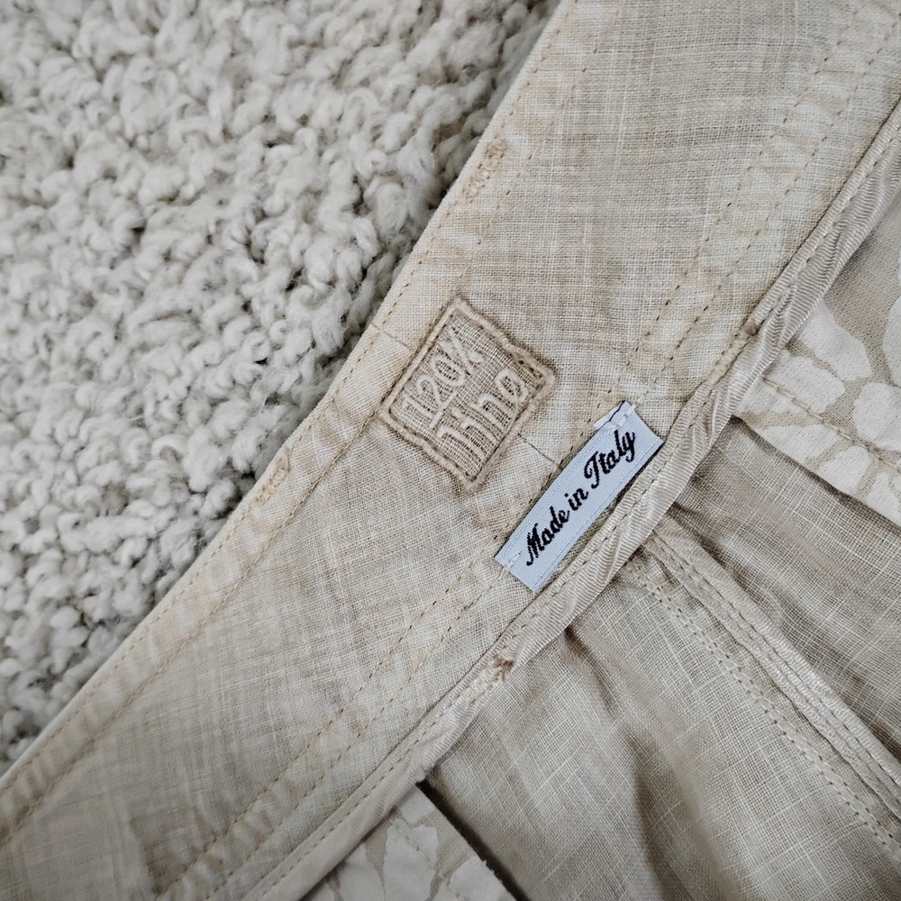 120% Lino Shorts Mens 56 (US 40) Beige Linen Beach Cargo Drawstring Designer - Picture 5 of 10